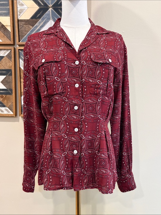 Ralph Lauren Tops - Vintage Ralph Lauren Blue Label Bandana Print Button Front Blouse size 6